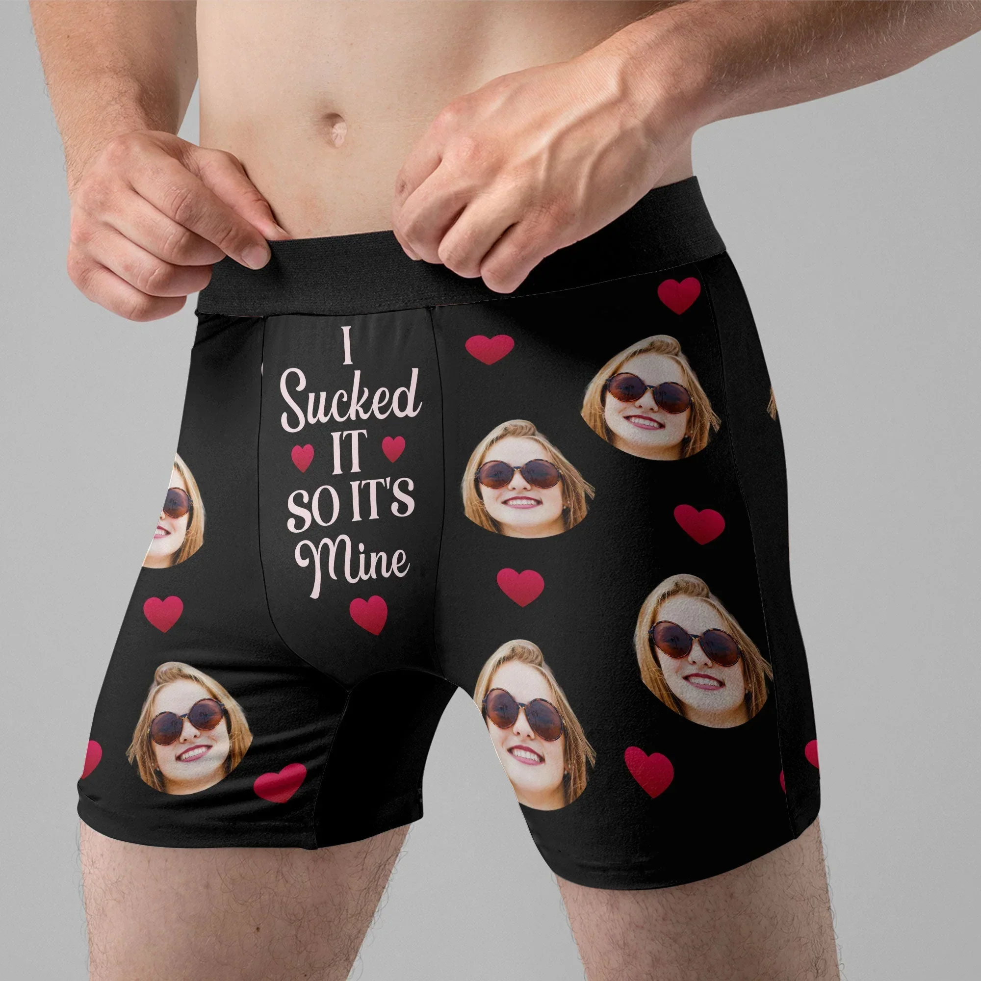 Personalized Photo Men's Boxer Briefs with Funny Love Quote, Black Heart Print, Unique Gift for Husband or Boyfriend - Image 6