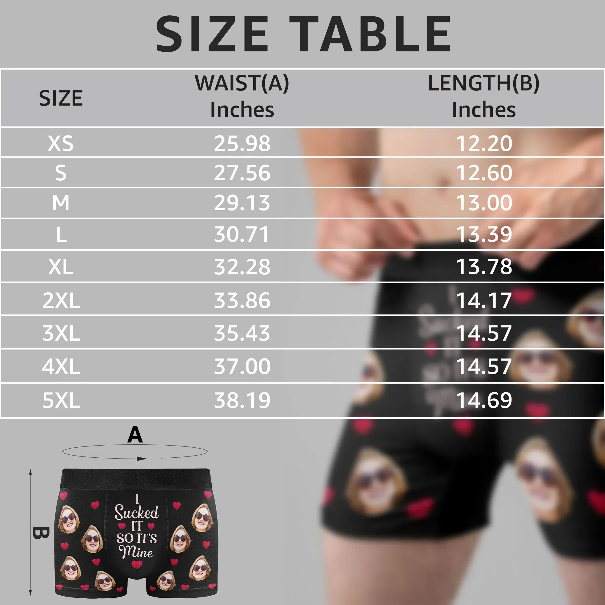Personalized Photo Men's Boxer Briefs with Funny Love Quote, Black Heart Print, Unique Gift for Husband or Boyfriend - Image 7