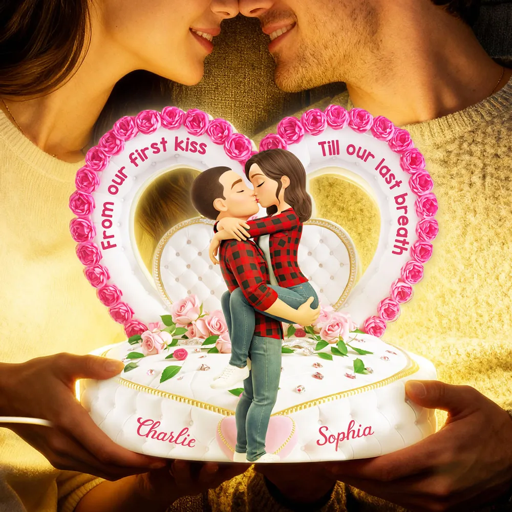 Personalized Acrylic Light Box Romantic Heart Couple Kissing with Roses Bedroom Decor Unique Gift for Her or Him - Image 5