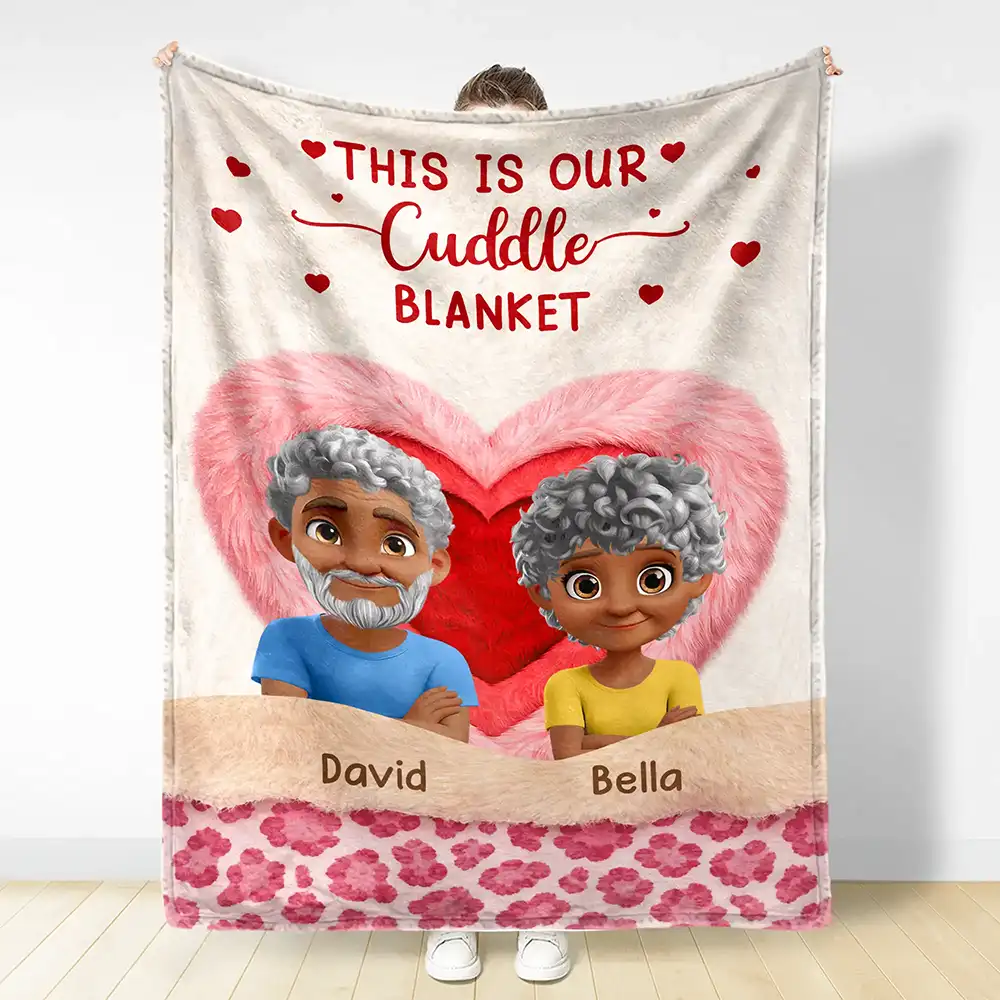 This Is Our Cuddle Blanket Personalized Fleece Blanket with Adorable Couple Illustration - Sweet Cozy Gift for Couples - Image 3