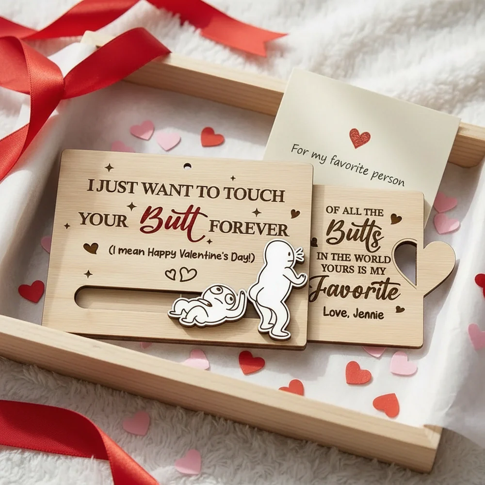 Personalized Wooden Sliding Ornament Funny Butt Quote for Couples - Unique Valentine's Day Gift for Him or Her - Image 3
