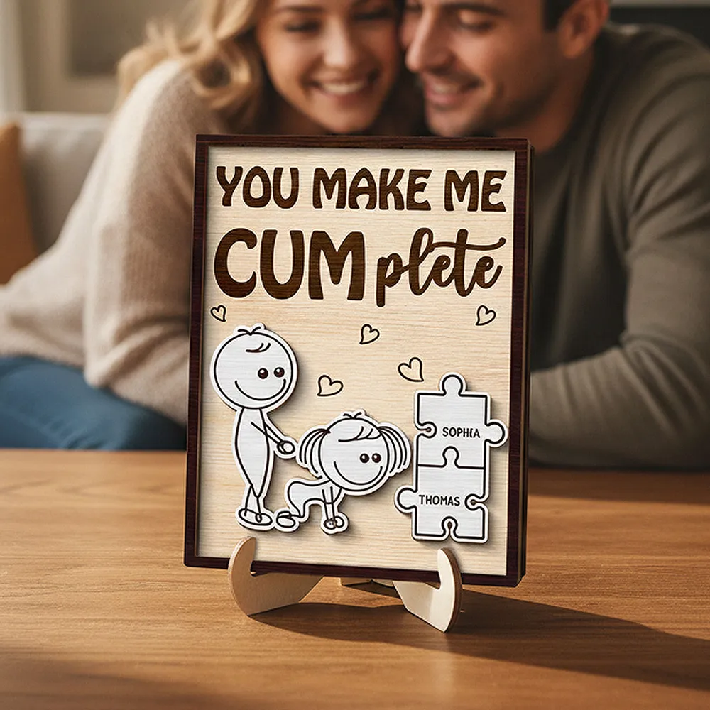 Personalized 2-Layer Wooden Plaque Funny You Make Me Cumplete Puzzle Couple Gift for Bedroom Decor & Laughs - Image 2