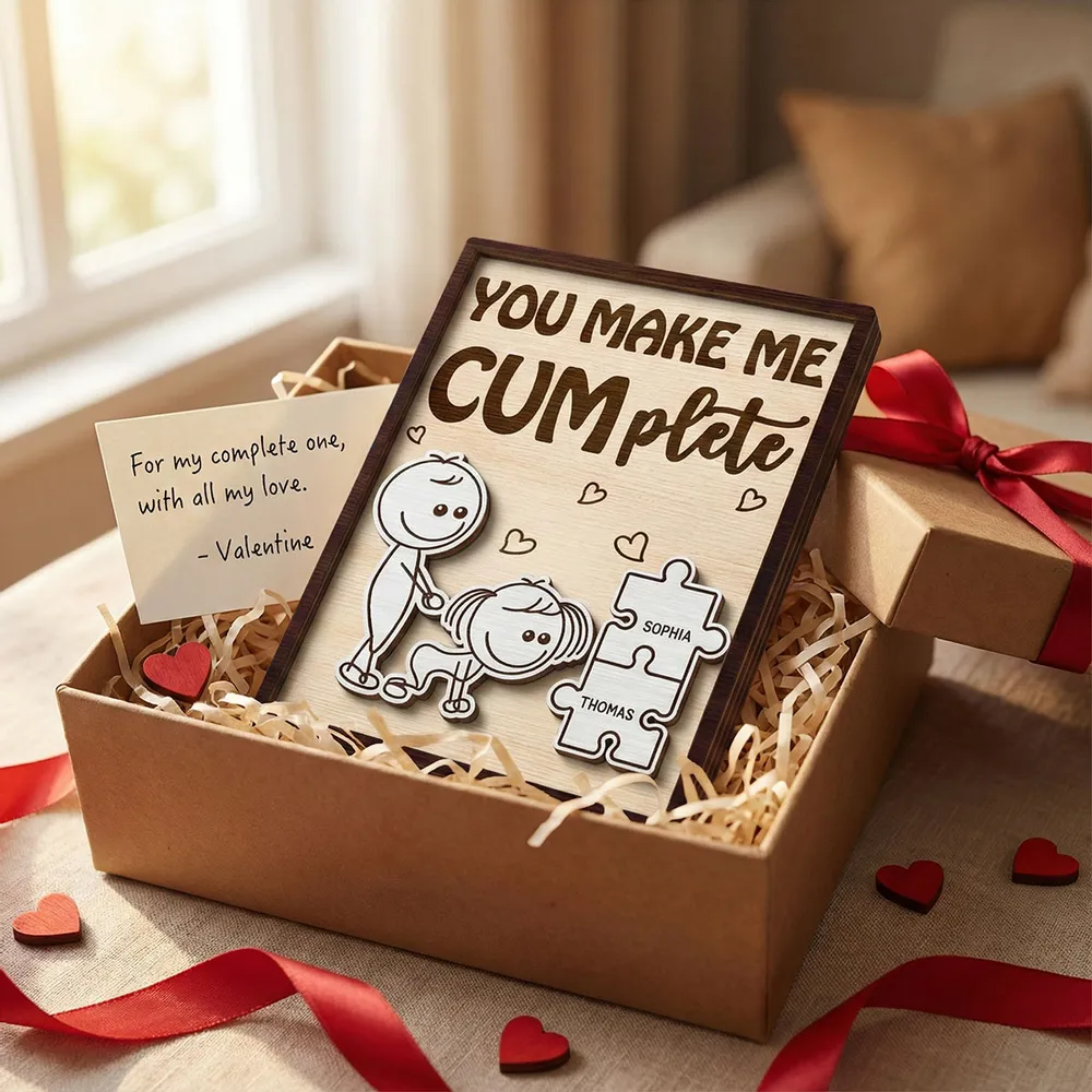 Personalized 2-Layer Wooden Plaque Funny You Make Me Cumplete Puzzle Couple Gift for Bedroom Decor & Laughs - Image 8