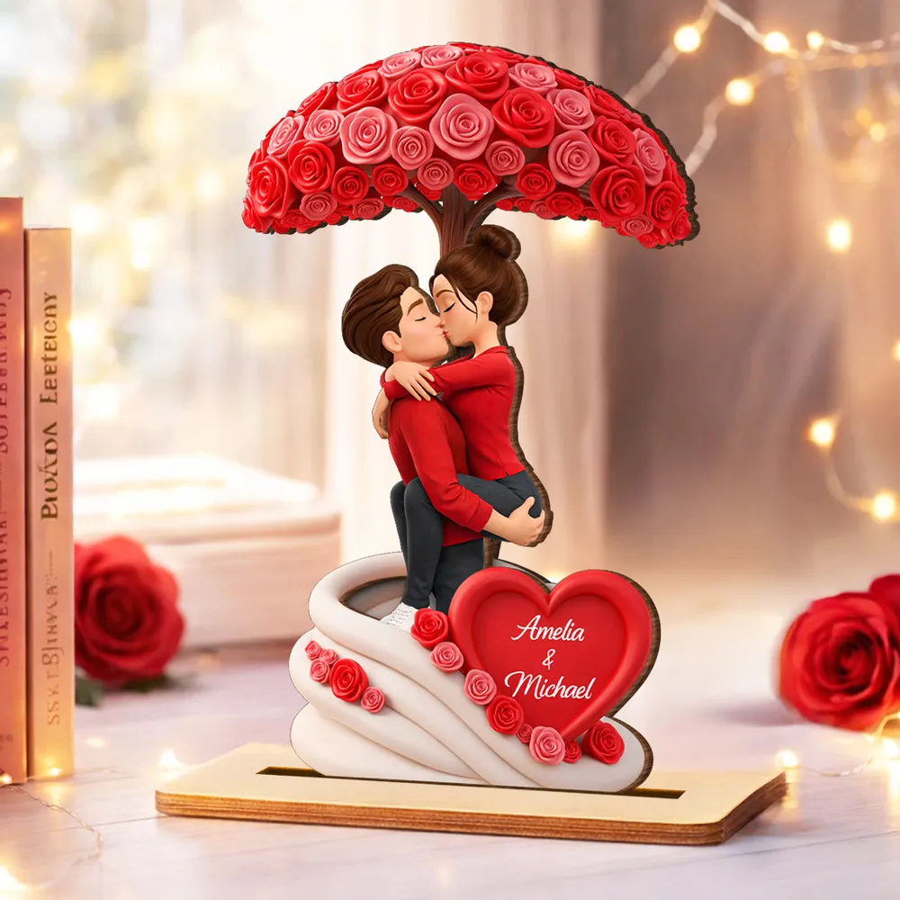 Sheltered By Love Rose Tree 2-Layer Wooden Plaque, Personalized Couple Keepsake For Valentine's Day Or Anniversary Gift - Image 6