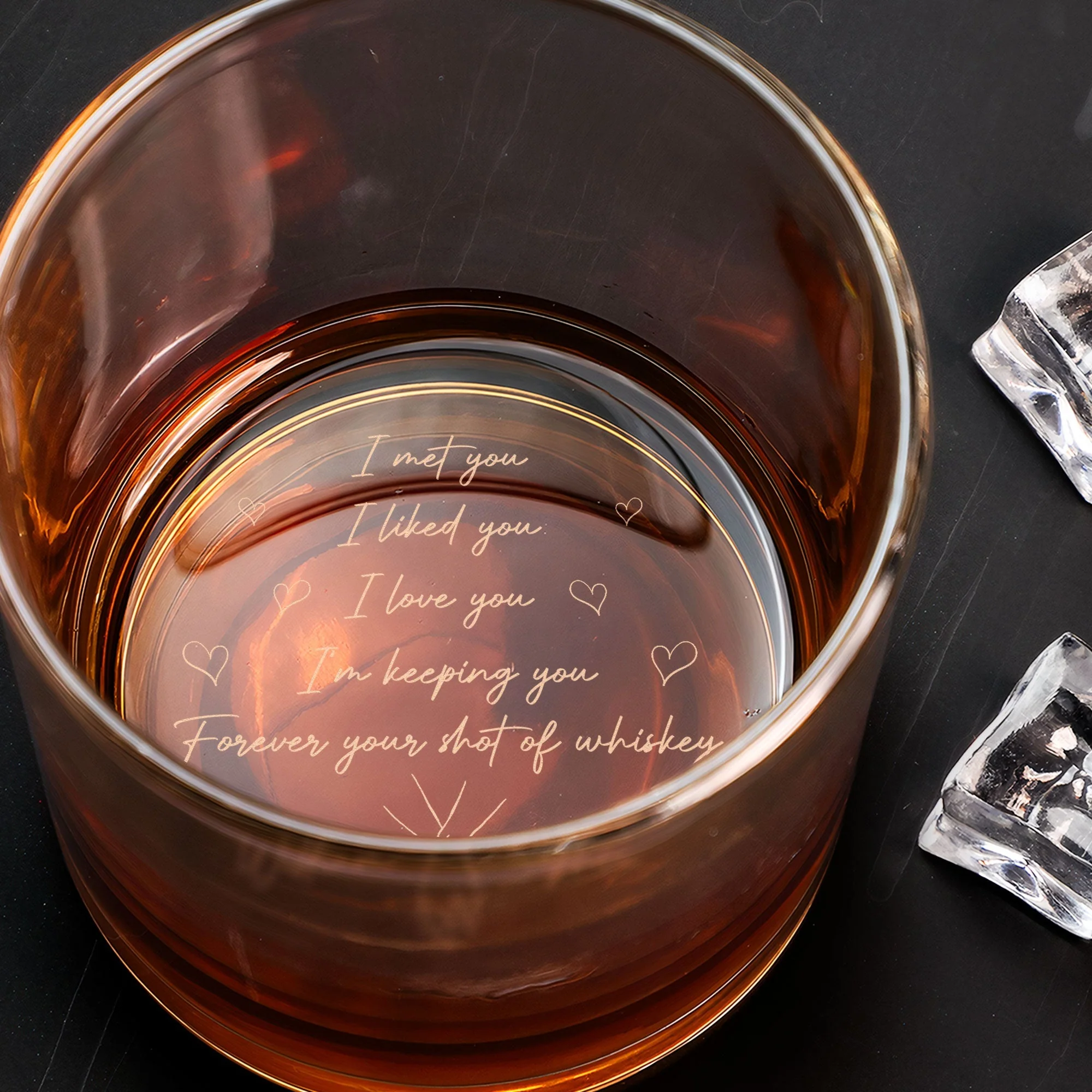 Personalized Engraved Whiskey Glass With Romantic Quote For Couples A Unique Gift With Sweet Hearts - Image 5