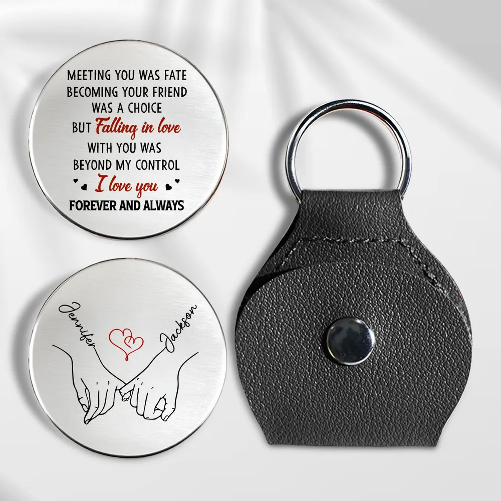 Personalized Pocket Hug Token Keychain Gift for Couple, Holding Hands Love Keepsake, Forever and Always - Image 2
