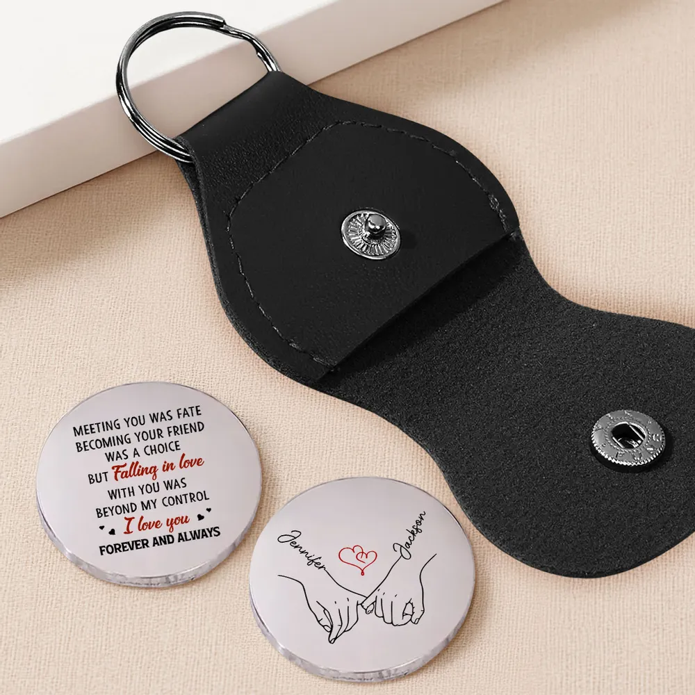Personalized Pocket Hug Token Keychain Gift for Couple, Holding Hands Love Keepsake, Forever and Always - Image 5