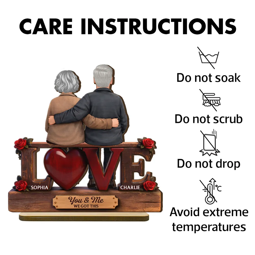Personalized 2-Layer Wooden Plaque LOVE Couple Hugging Back View, Heartwarming Living Room Display, Unique Gift For Him & Her - Image 5