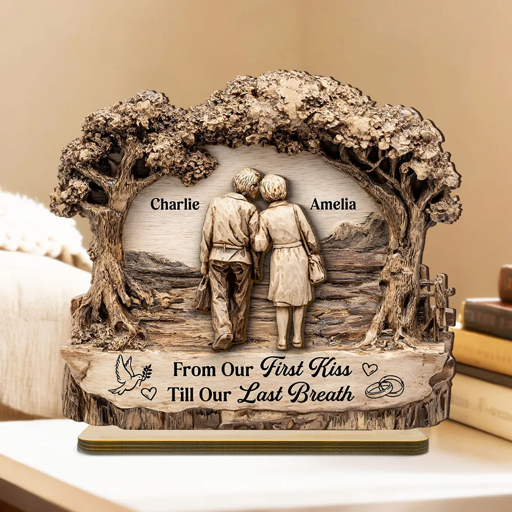 Personalized 2-Layer Wooden Plaque with Walking Couple Under Trees Romantic Unique Gift for Husband or Wife - Image 3