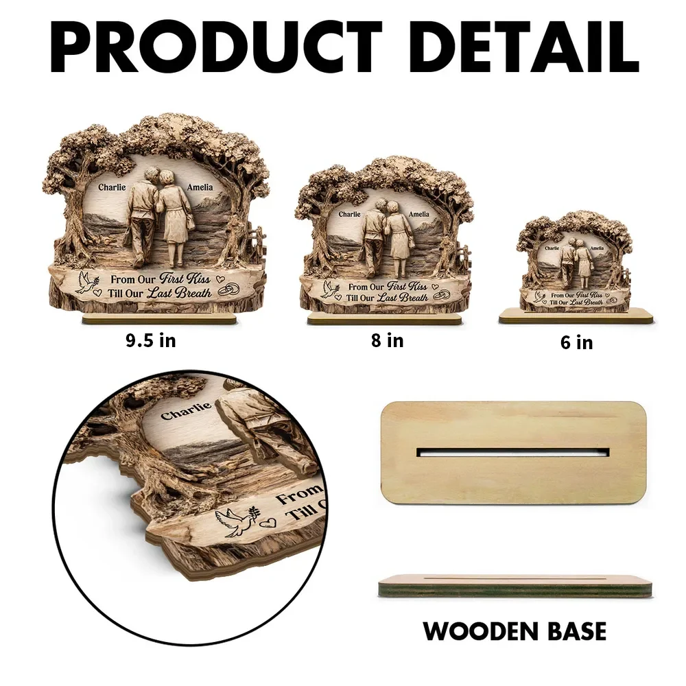 Personalized 2-Layer Wooden Plaque with Walking Couple Under Trees Romantic Unique Gift for Husband or Wife - Image 4