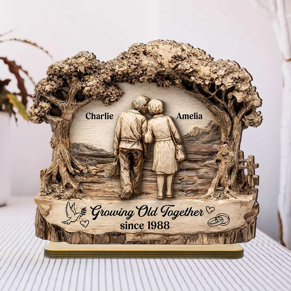 Personalized 2-Layer Wooden Plaque with Walking Couple Under Trees Romantic Unique Gift for Husband or Wife - Image 7