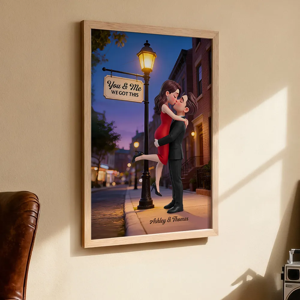 You & Me We Got This Street Lamp Couple Hug Poster, Personalized Modern Wall Decor, Sweet Gift for Couple - Image 3