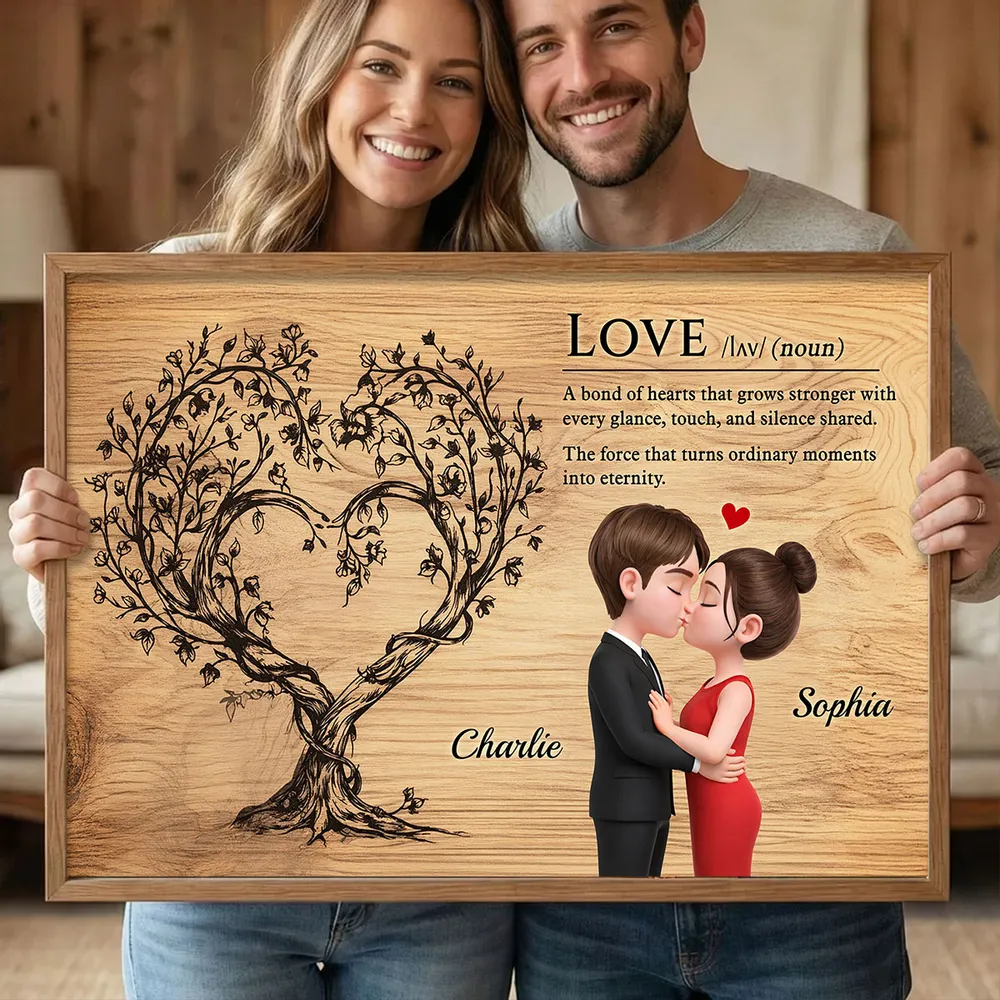 Romantic Couple Kissing Poster with Love Quote and Heart Tree, Personalized Wall Decor, Unique Gift for Couples - Image 3