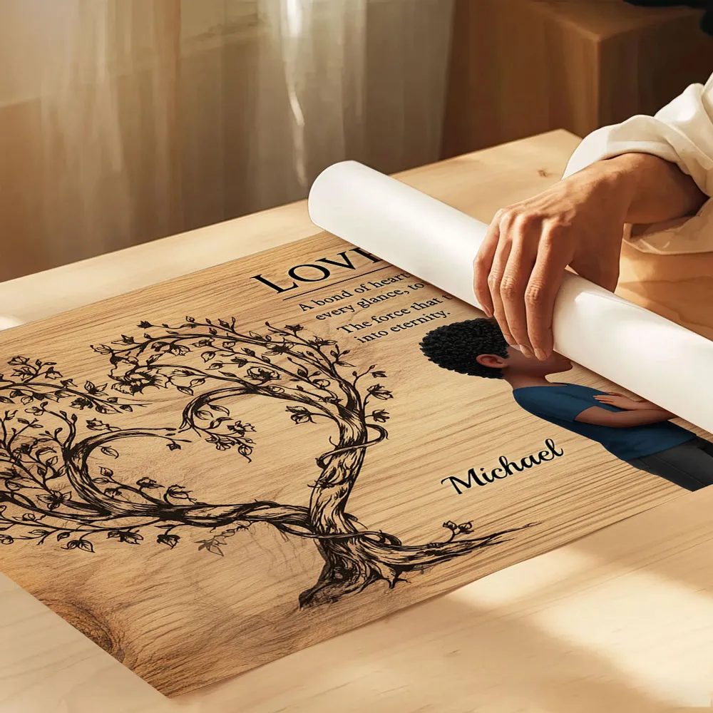 Romantic Couple Kissing Poster with Love Quote and Heart Tree, Personalized Wall Decor, Unique Gift for Couples - Image 6