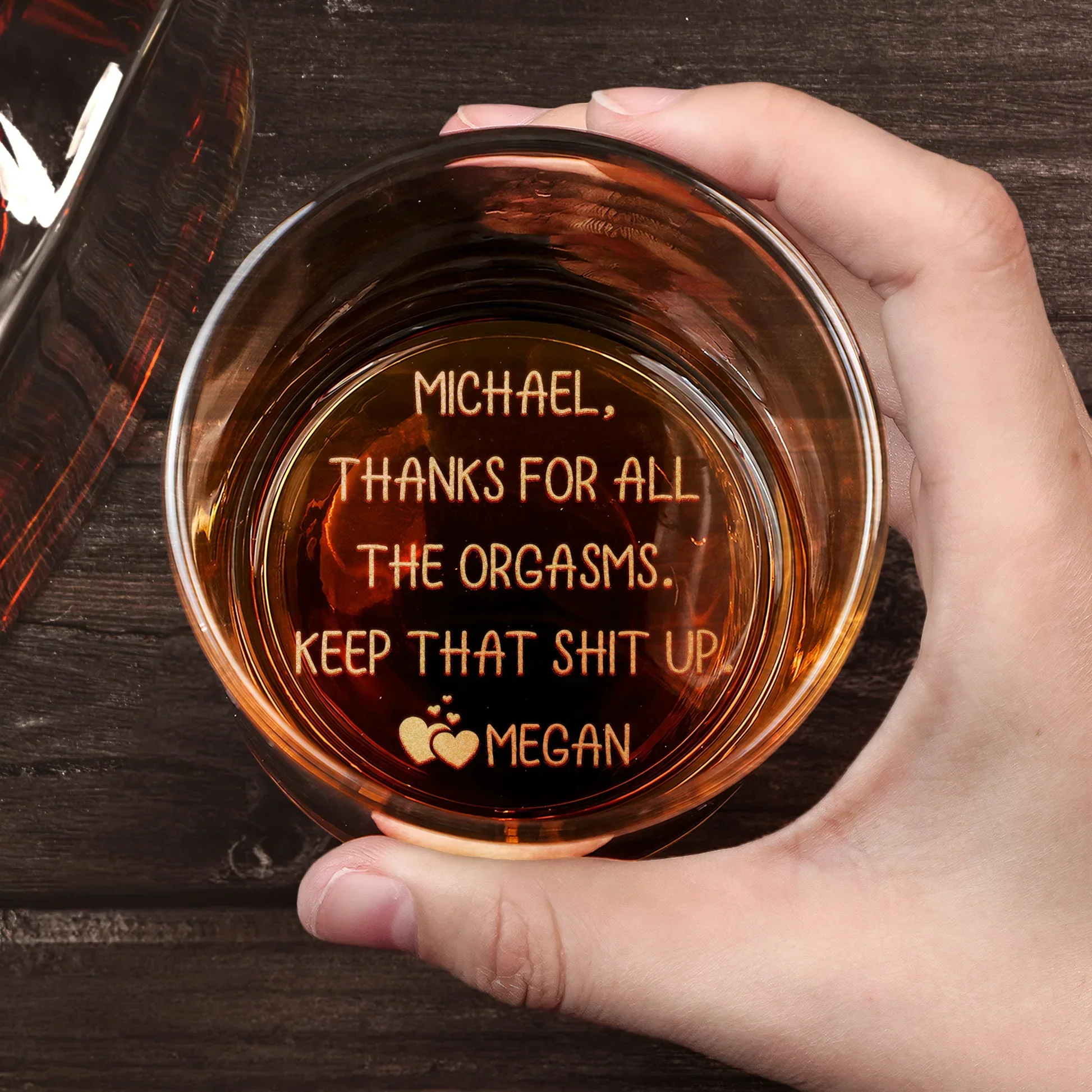 Personalized Whiskey Glass with Initial & Custom Name - Funny Romantic Gift for Husband or Boyfriend, Bar-Ready Look - Image 3