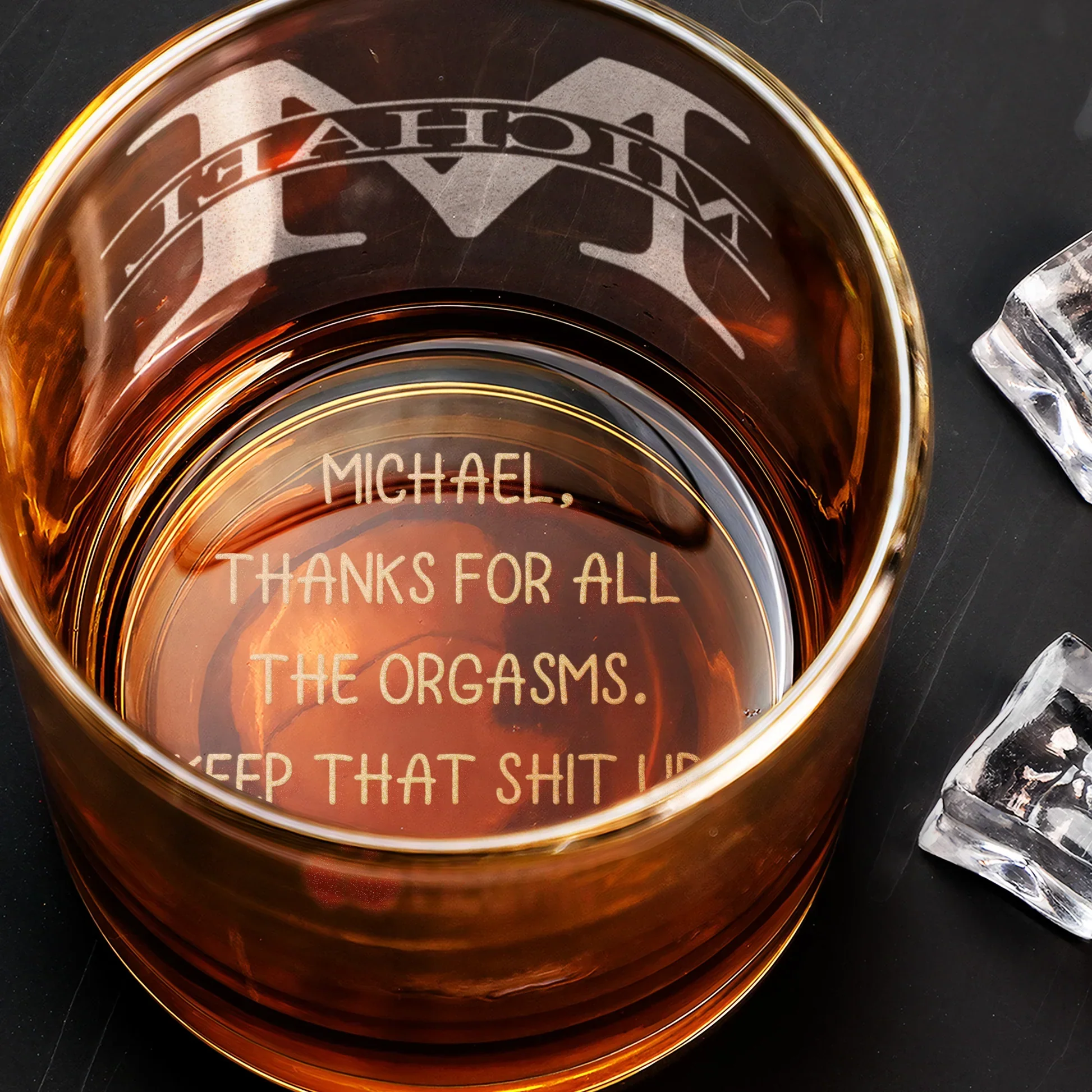 Personalized Whiskey Glass with Initial & Custom Name - Funny Romantic Gift for Husband or Boyfriend, Bar-Ready Look - Image 5