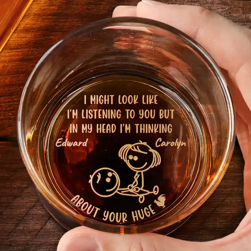 Personalized Engraved Whiskey Glass With Cheeky Couple Line Art For Date Night A Funny Unique Gift For Couples - Image 2