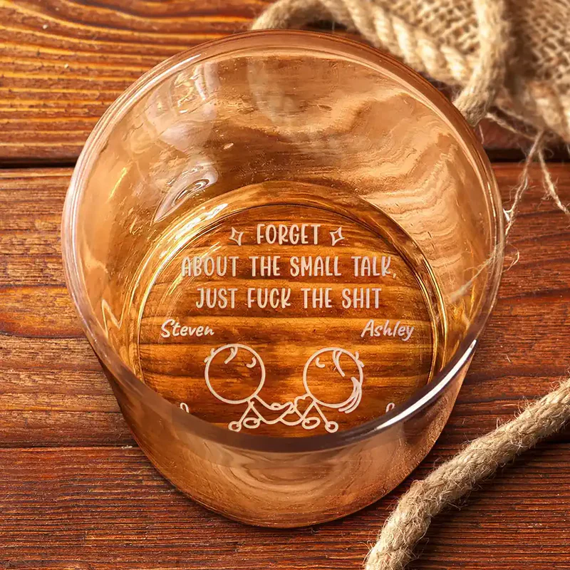 Personalized Engraved Whiskey Glass With Cheeky Couple Line Art For Date Night A Funny Unique Gift For Couples - Image 3