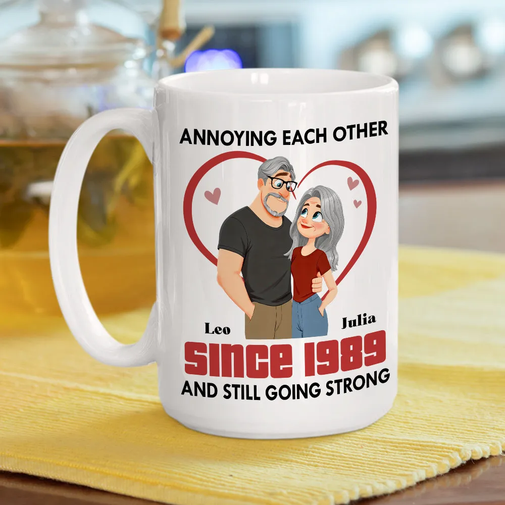 Personalized Couple Ceramic Mug - Cute Heart Cartoon for Morning Coffee, Unique Creative Gift for Husband or Wife - Image 3