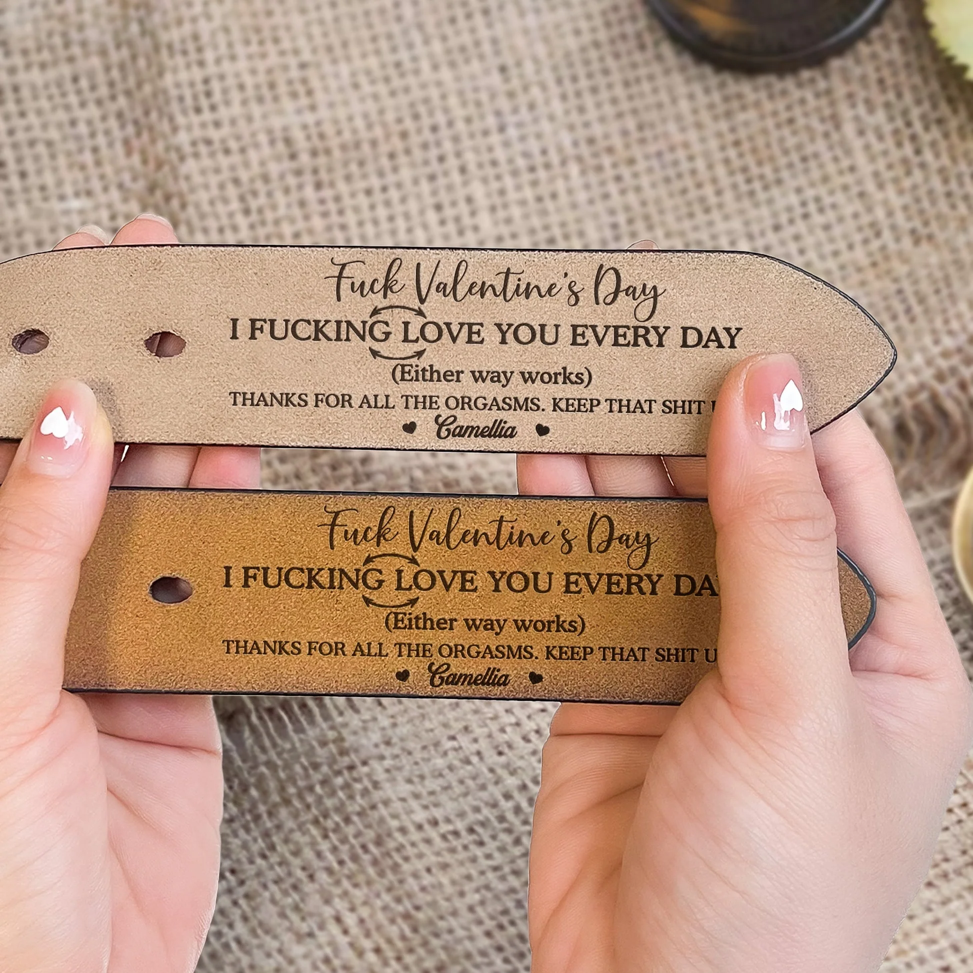 Personalized Leather Belt with Funny Adult Love Quote, Sleek Buckle Daily Wear Accessory, Unique Gift for Couple - Image 3