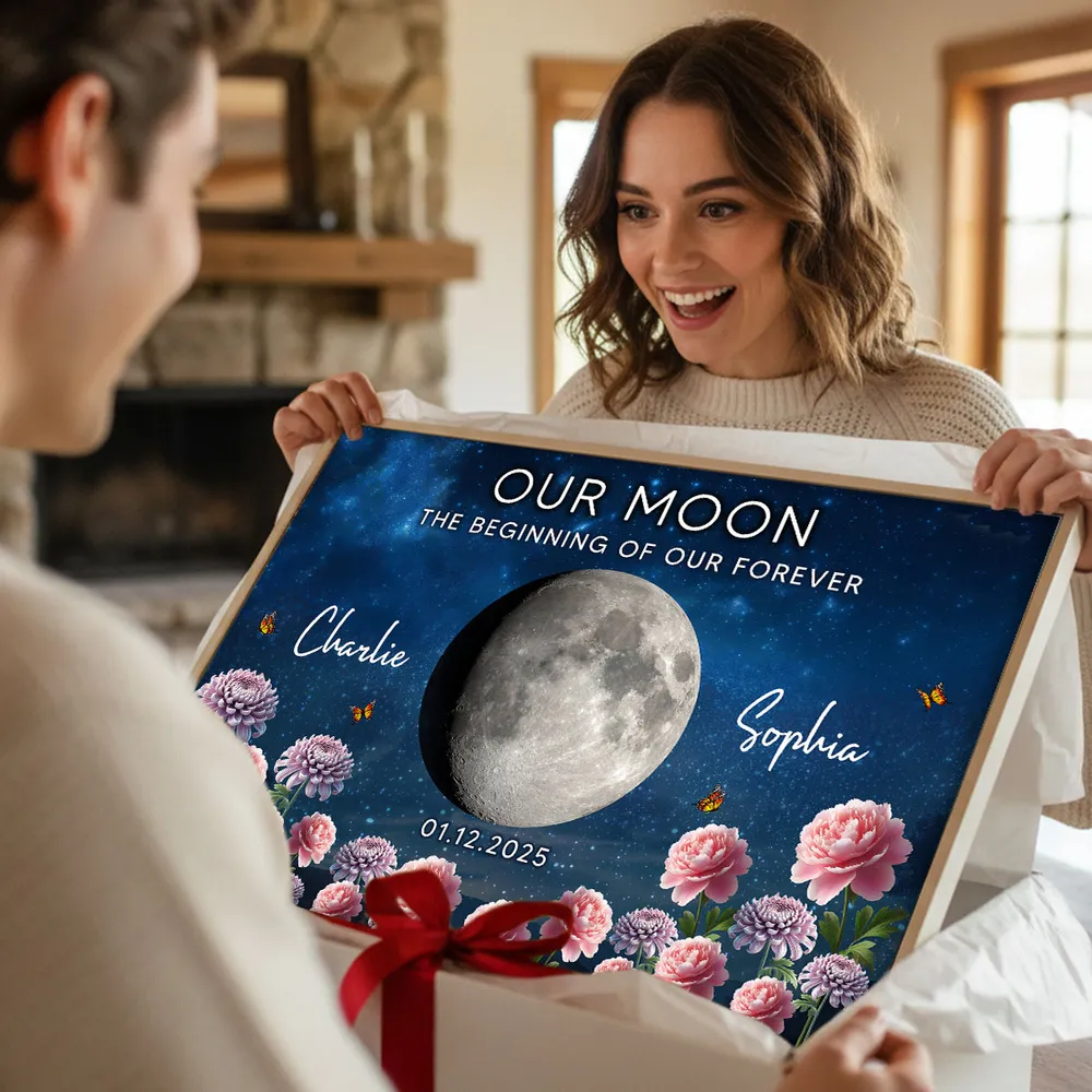 Personalized Our Moon Starry Sky Floral Poster, Custom Couple Keepsake Wall Art, Unique Romantic Gift - Image 7