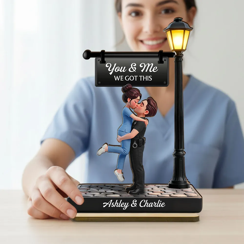 Personalized 2-Layer Wooden Plaque Lamp Post Couple Kissing You & Me We Got This Unique Romantic Gift For Him Or Her - Image 7