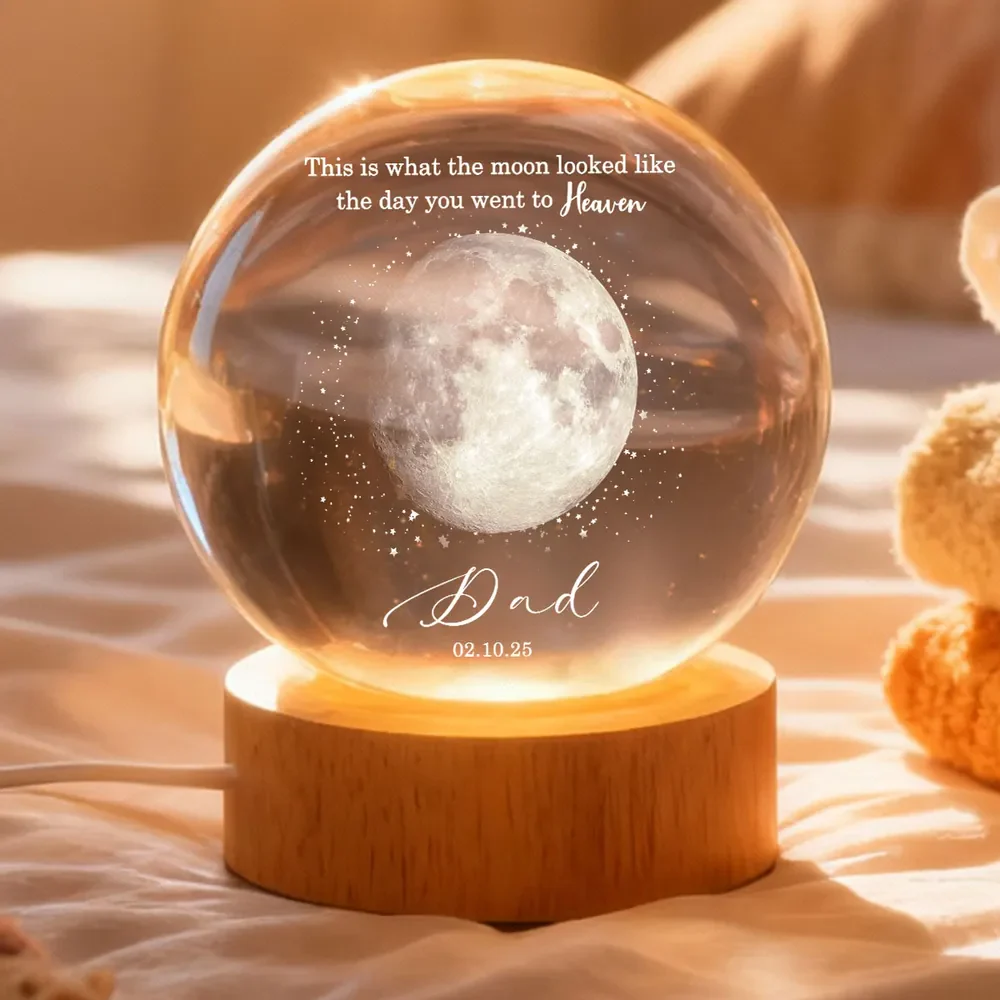 Personalized 3-Color K5 Globe Lamp Moon Phase Memorial Night Light, A Unique Sympathy Gift For Dad - Image 3