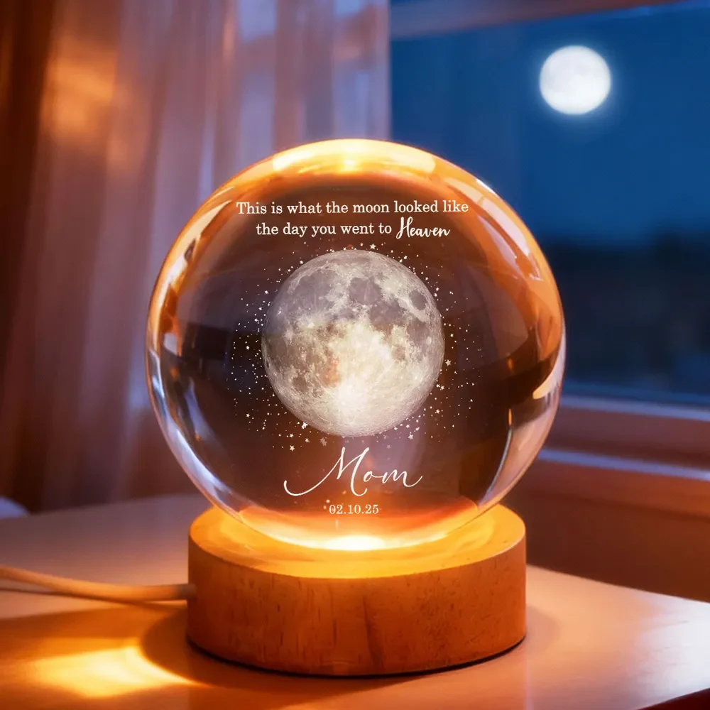 Personalized 3-Color K5 Globe Lamp Moon Phase Memorial Night Light, A Unique Sympathy Gift For Dad - Image 8