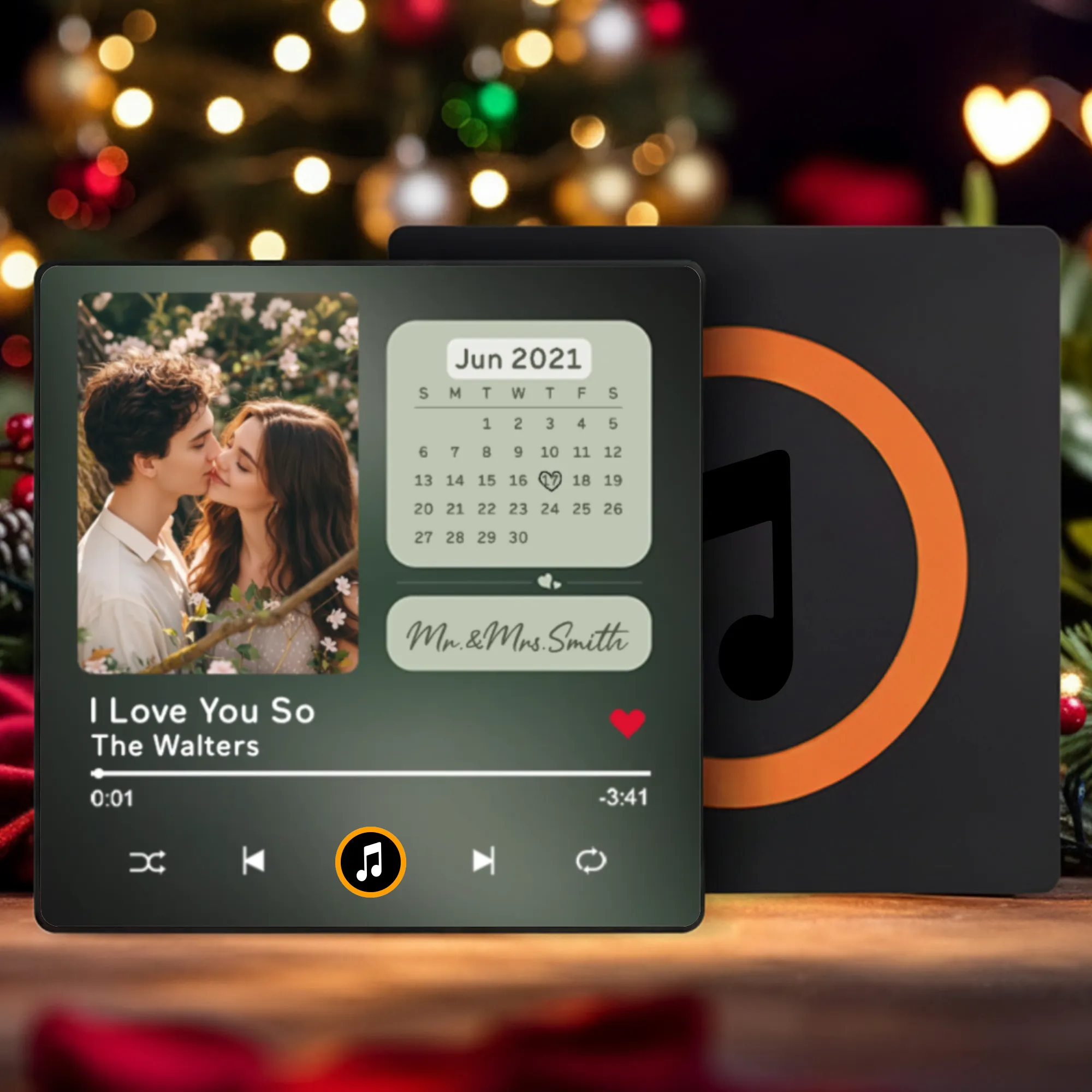 Personalized Acrylic Music Magnet with Photo Calendar for Fridge Decor, Unique Couple Gift for Sweet Everyday Memories