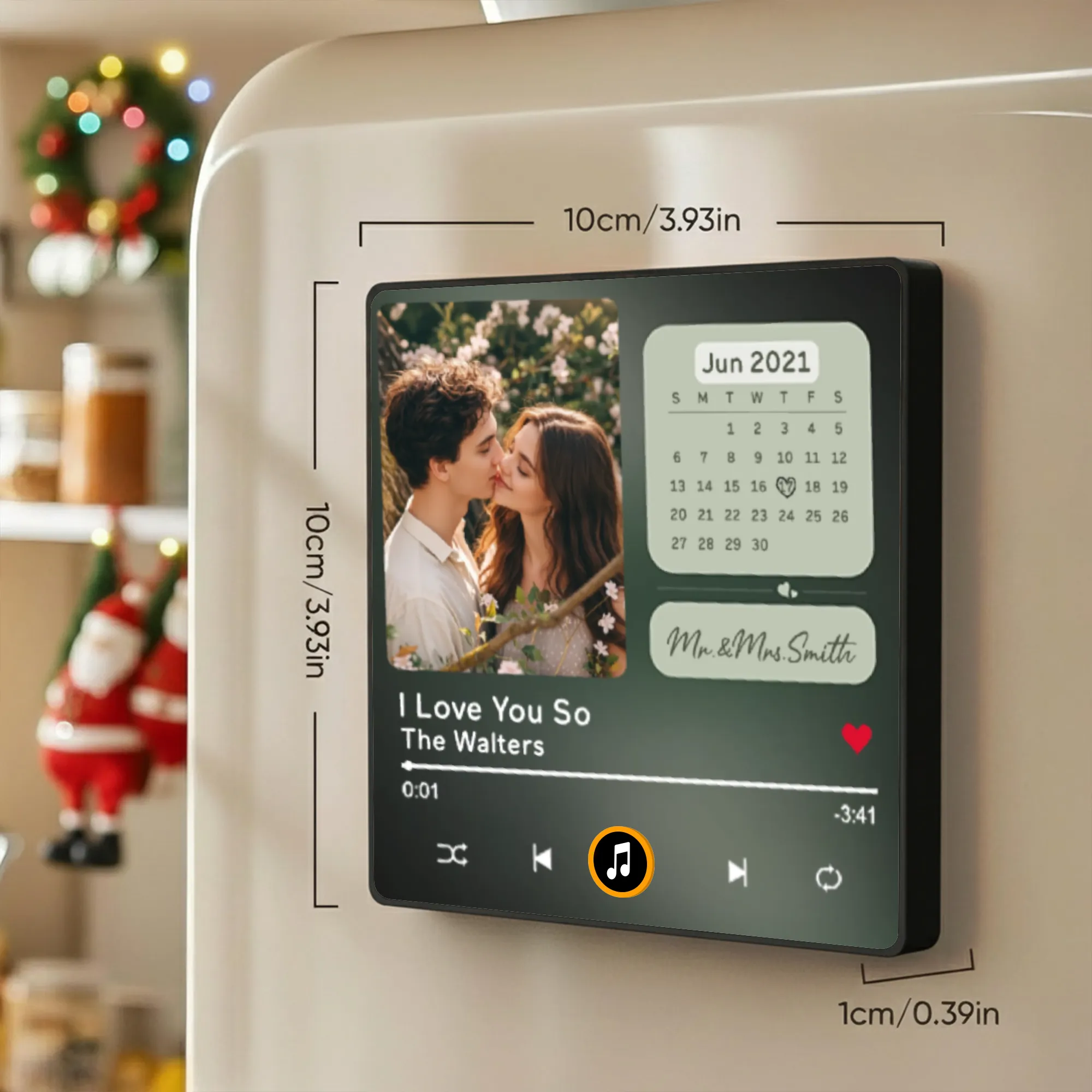 Personalized Acrylic Music Magnet with Photo Calendar for Fridge Decor, Unique Couple Gift for Sweet Everyday Memories - Image 4
