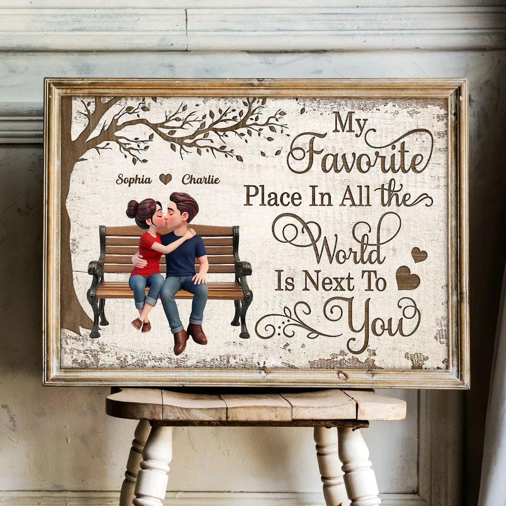 My Favorite Place In All The World Is Next To You Personalized Poster, Sweet Couple Wall Decor, Creative Gift - Image 3