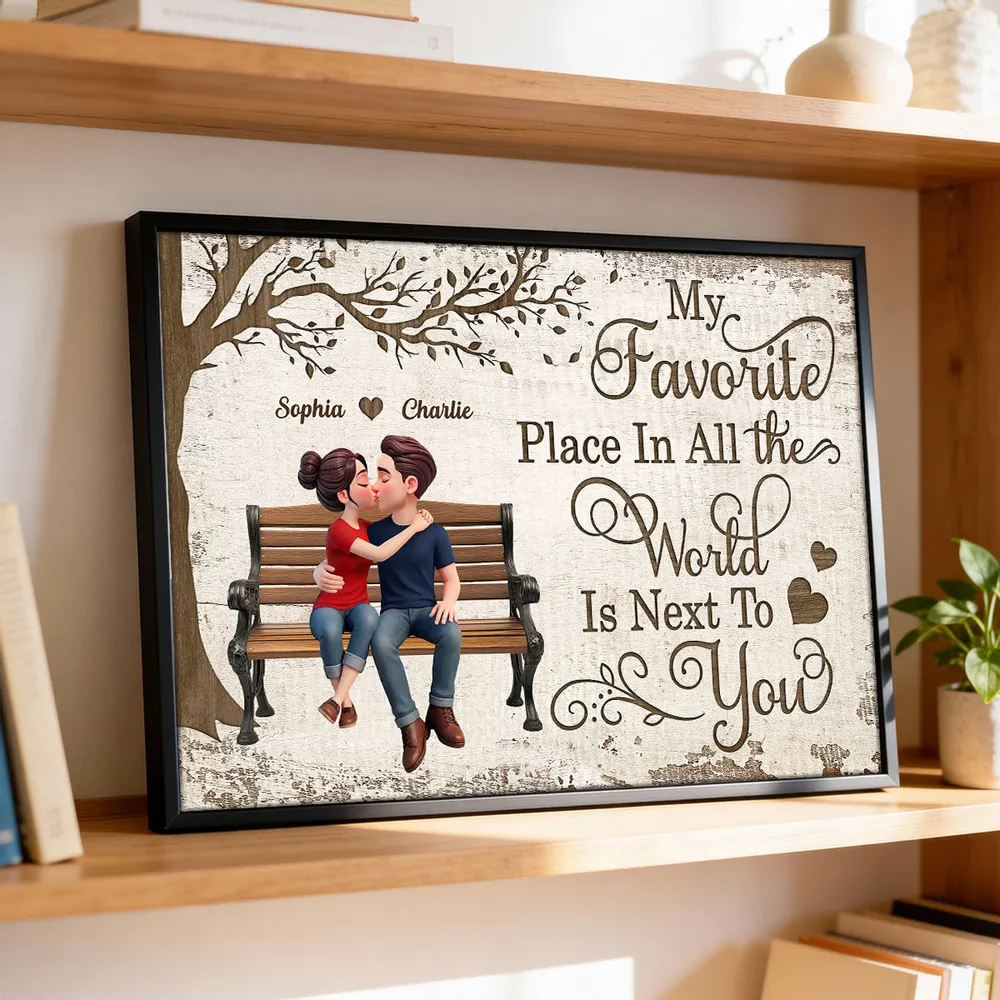 My Favorite Place In All The World Is Next To You Personalized Poster, Sweet Couple Wall Decor, Creative Gift - Image 6