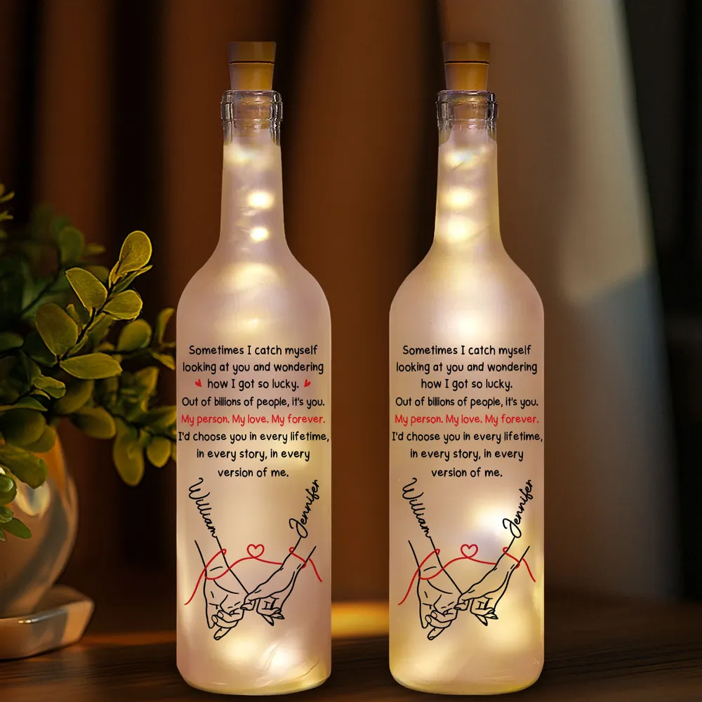 Custom Bottle Lamp With Soft Warm Light, Sweet 'How Lucky I Am' Message, Cozy Home Decor Accent, Thoughtful Gift for Her or Him - Image 2