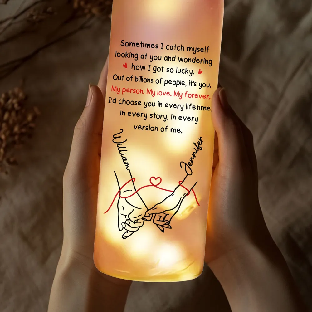 Custom Bottle Lamp With Soft Warm Light, Sweet 'How Lucky I Am' Message, Cozy Home Decor Accent, Thoughtful Gift for Her or Him - Image 3
