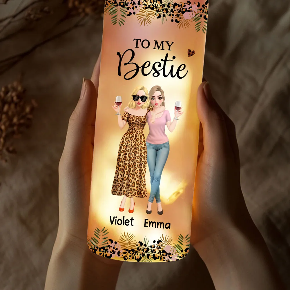To My Bestie Bottle Lamp Personalized Friendship Quote Night Light Cozy Room Decor A Thoughtful Gift for Her - Image 3