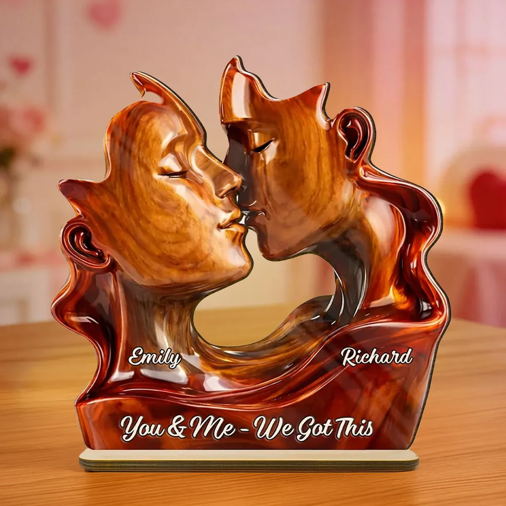 You & Me We Got This Personalized 2-Layer Wooden Plaque, Romantic Couple Keepsake for Anniversary or Valentine's Day Gift
