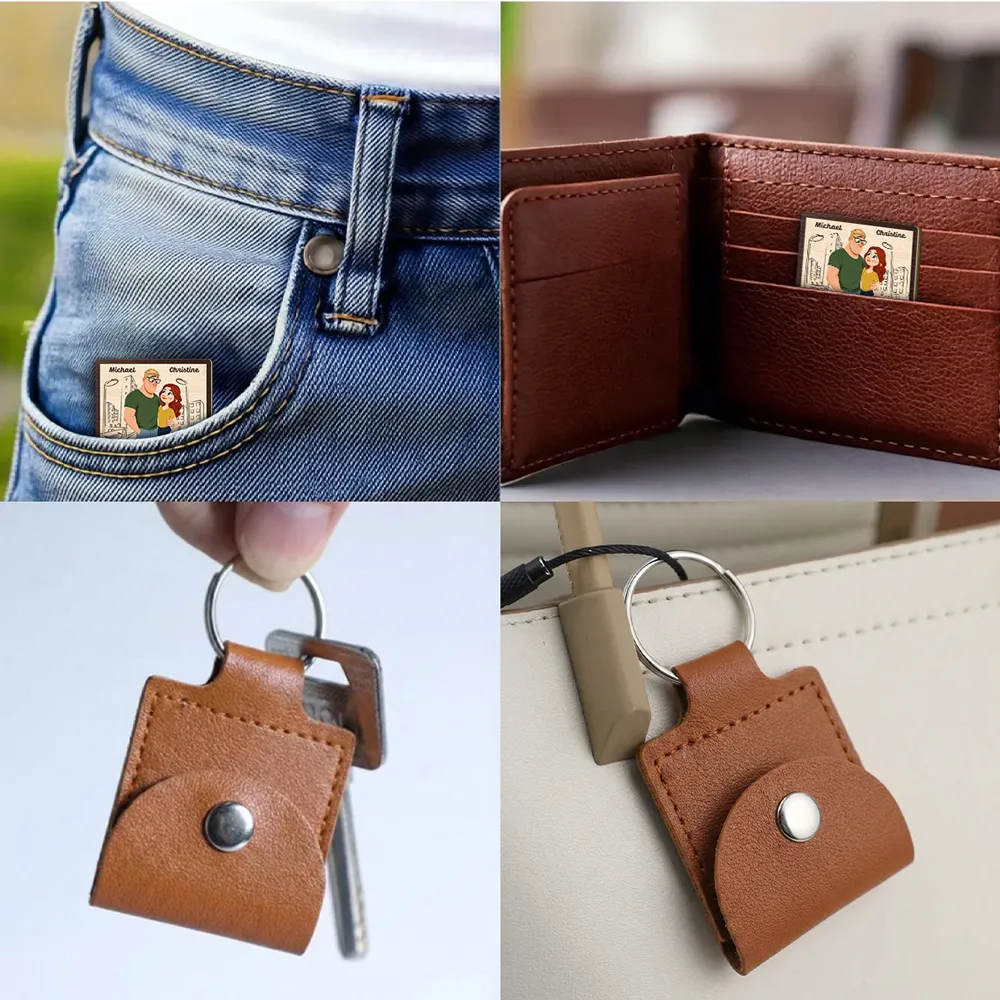 Personalized Wooden Pocket Hug Keychain Card With Couple Illustration Drive Safe I Love You Unique Gift For Boyfriend Or Husband - Image 3