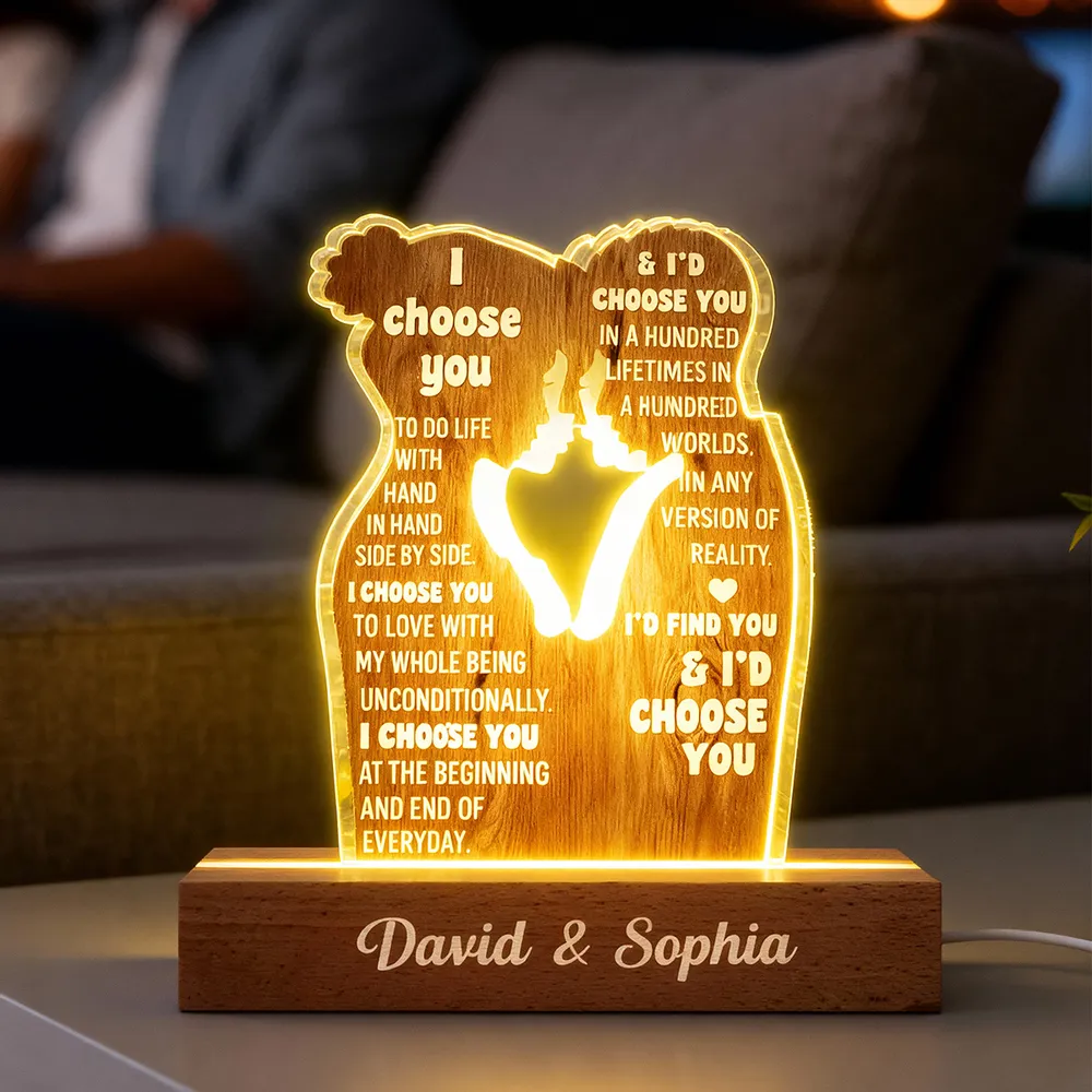 Personalized Block LED Light Plaque Couple Silhouette Quote Night Light for Bedroom - Unique Romantic Gift for Him or Her - Image 7