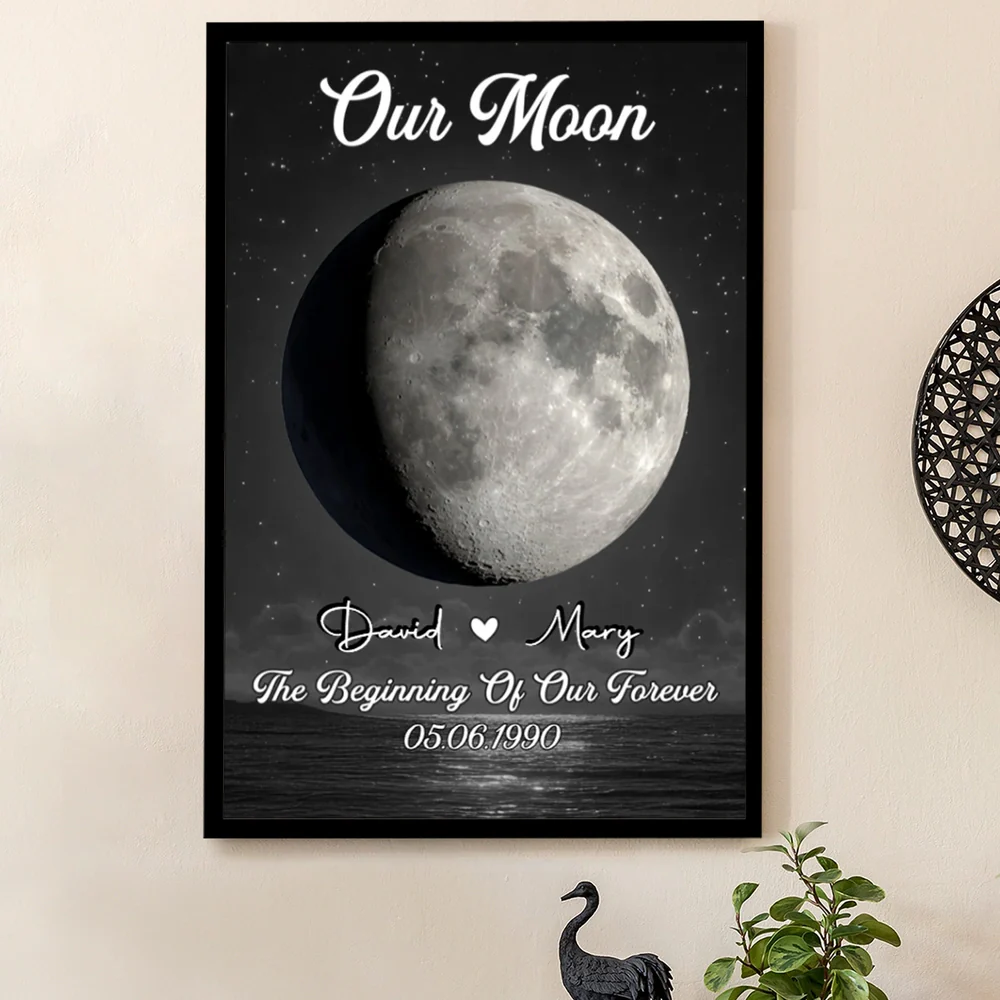 Personalized Our Moon Poster Custom Night Sky Wall Art, Romantic Keepsake Decor, Unique Gift for Couple - Image 3