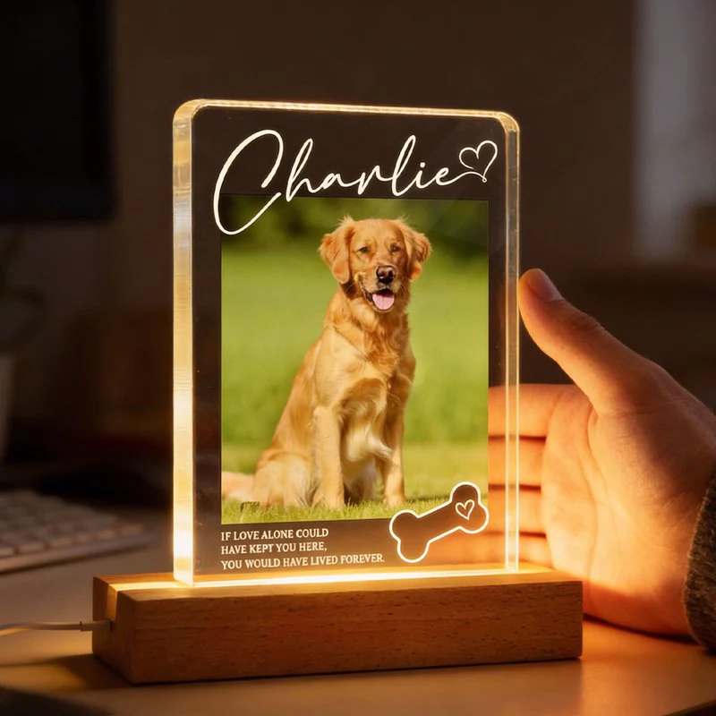 Personalized Pet Memorial Block LED Light Plaque with Custom Photo and Name - Warm Night Light Unique Gift for Dog Lovers - Image 5