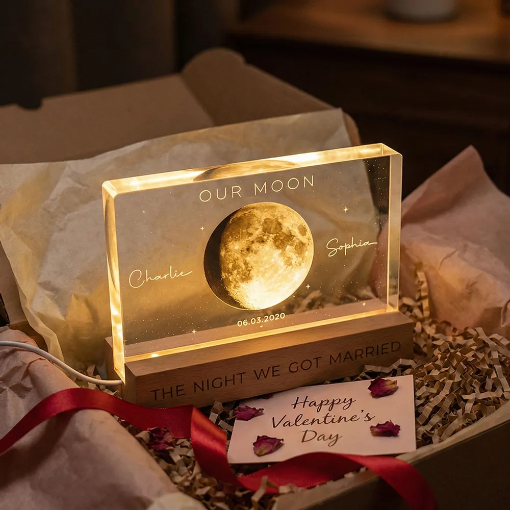 Personalized Moon Phase Block LED Light Plaque, Our Moon Night Light for Bedside Decor, Unique Gift for Couple - Image 8