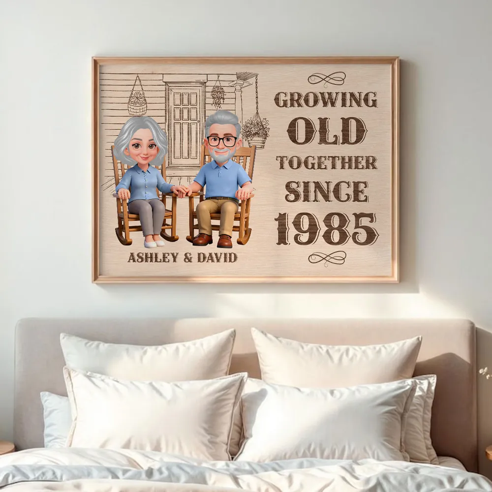 Personalized Couple Poster, Growing Old Together Rocking Chairs Wall Art, Unique Anniversary Gift for Husband & Wife - Image 5