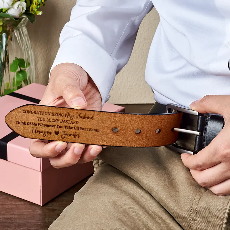 Personalized Leather Belt With Funny Love Quote For Husband Boyfriend, Sleek Buckle Daily Wear, Unique Gift - Image 3