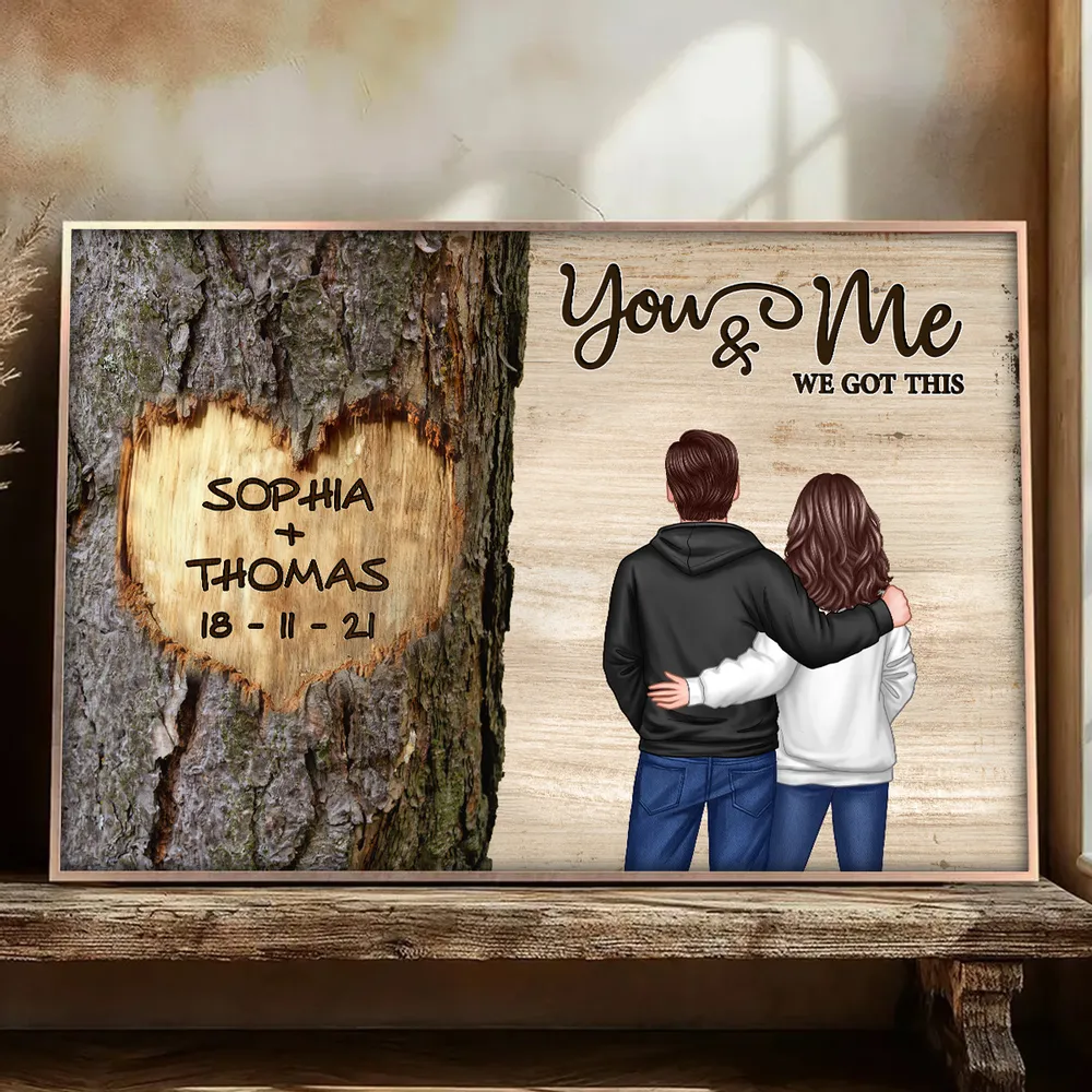 Personalized Couple Back View Poster, You & Me We Got This Tree Heart Wall Art, Unique Romantic Gift for Him or Her - Image 2