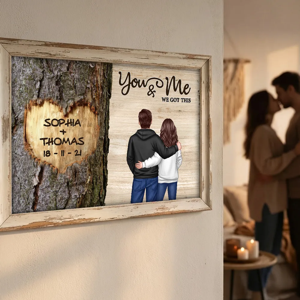 Personalized Couple Back View Poster, You & Me We Got This Tree Heart Wall Art, Unique Romantic Gift for Him or Her - Image 7