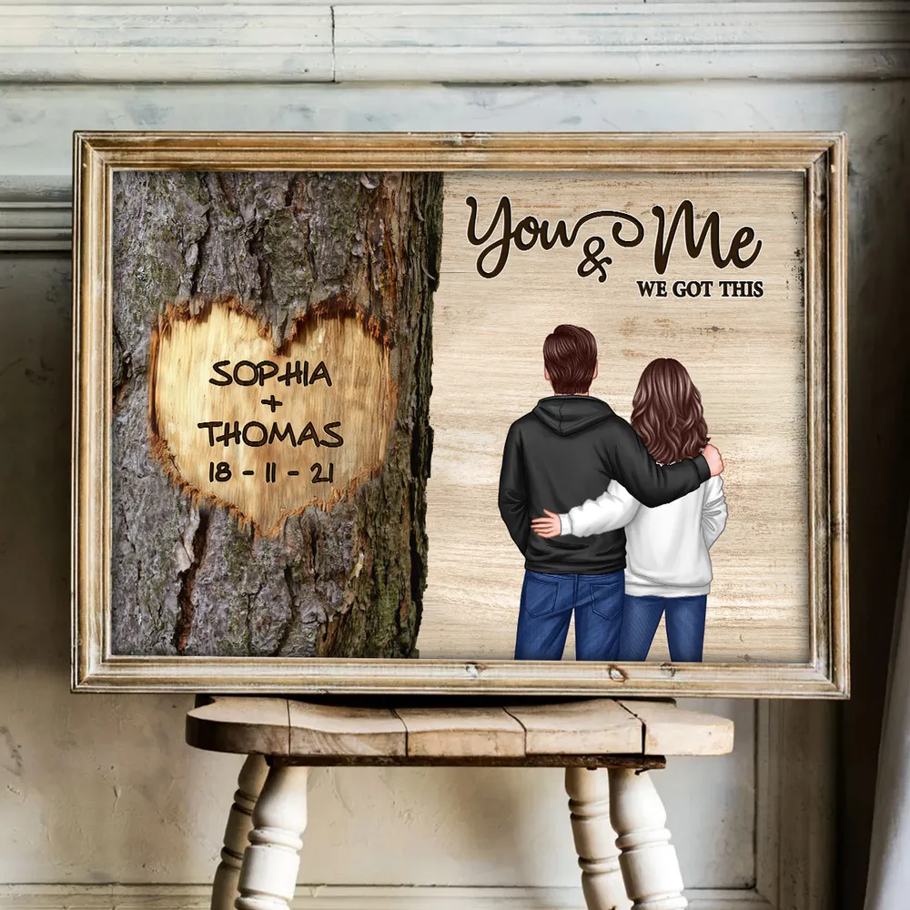 Personalized Couple Back View Poster, You & Me We Got This Tree Heart Wall Art, Unique Romantic Gift for Him or Her - Image 8
