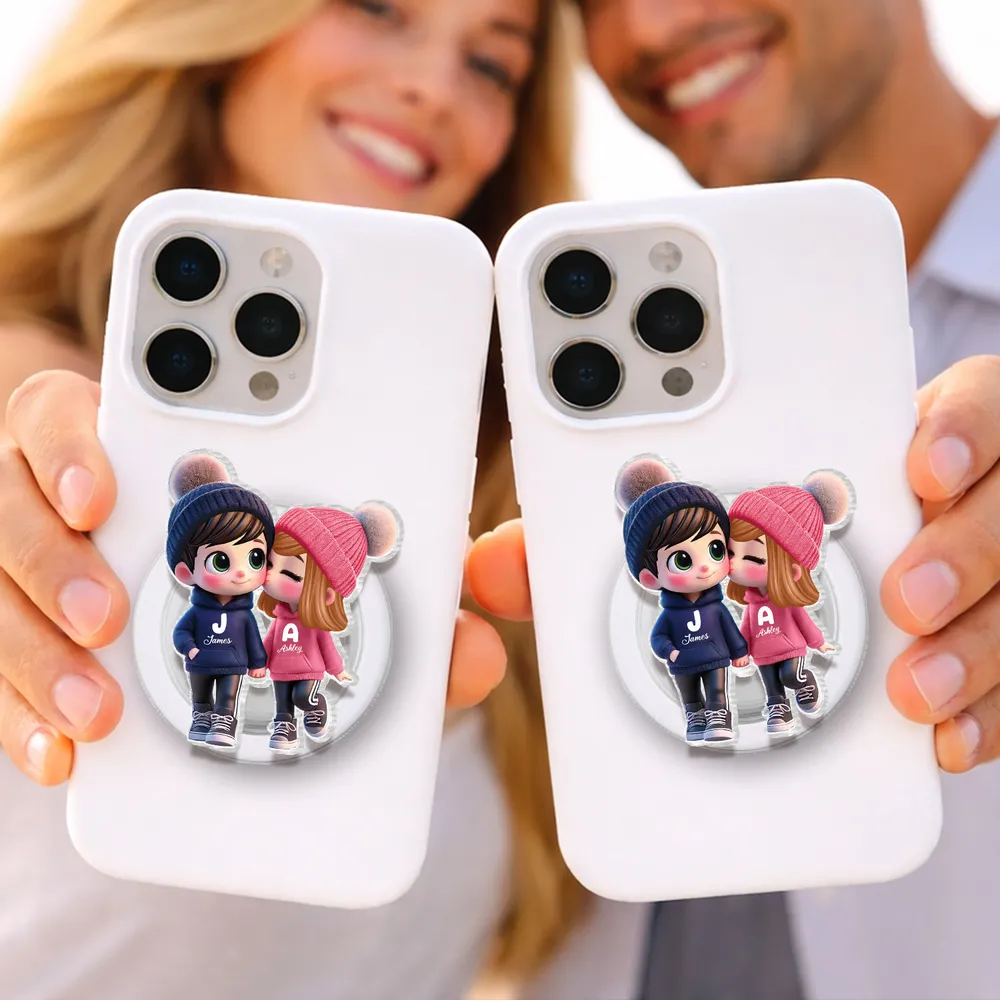 Kissing Couple Acrylic Magnetic Phone Grip, Personalized Cute Cartoon Style, Sweet Everyday Reminder, Unique Gift for Couples - Image 10