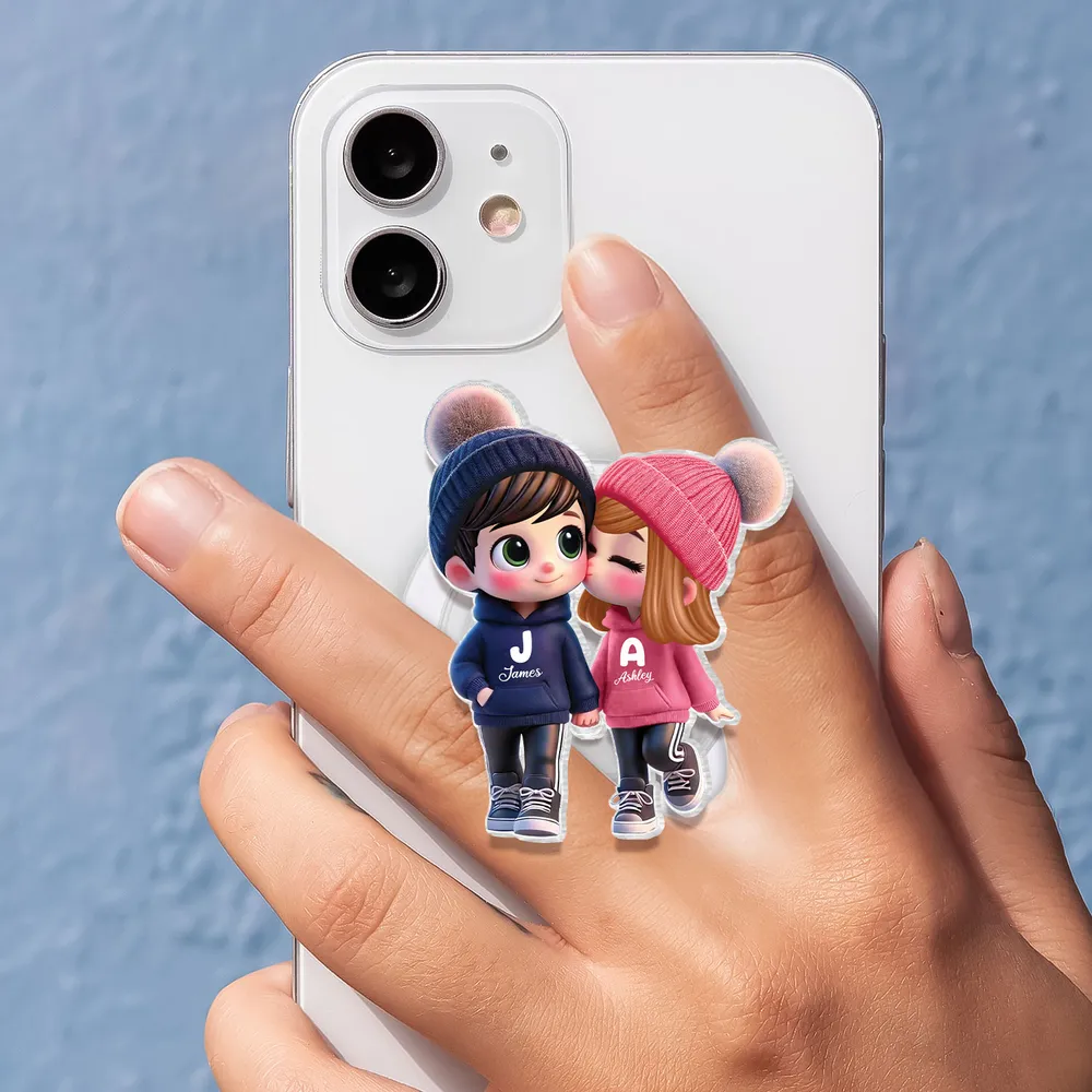 Kissing Couple Acrylic Magnetic Phone Grip, Personalized Cute Cartoon Style, Sweet Everyday Reminder, Unique Gift for Couples - Image 8