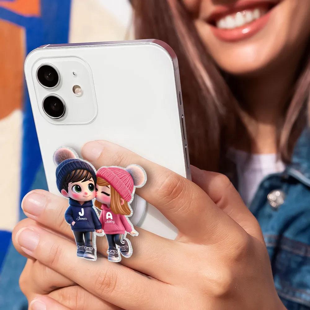 Kissing Couple Acrylic Magnetic Phone Grip, Personalized Cute Cartoon Style, Sweet Everyday Reminder, Unique Gift for Couples - Image 9