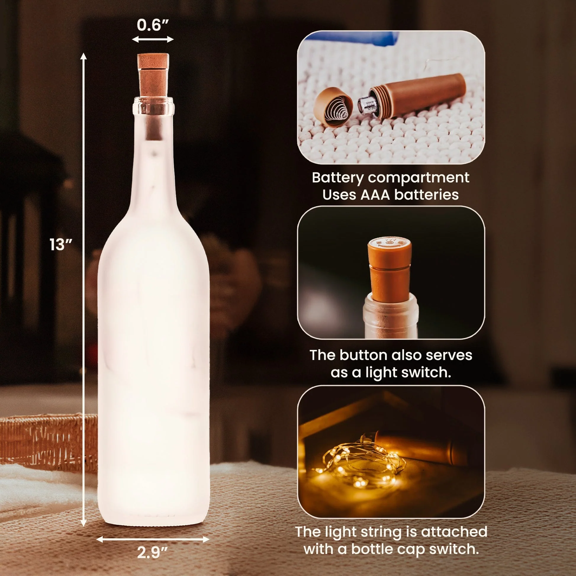 Bottle Lamp Romantic Back-Hug Couple City Sketch with Warm Glow, Personalized One-of-a-Kind Gift for Couples - Image 5